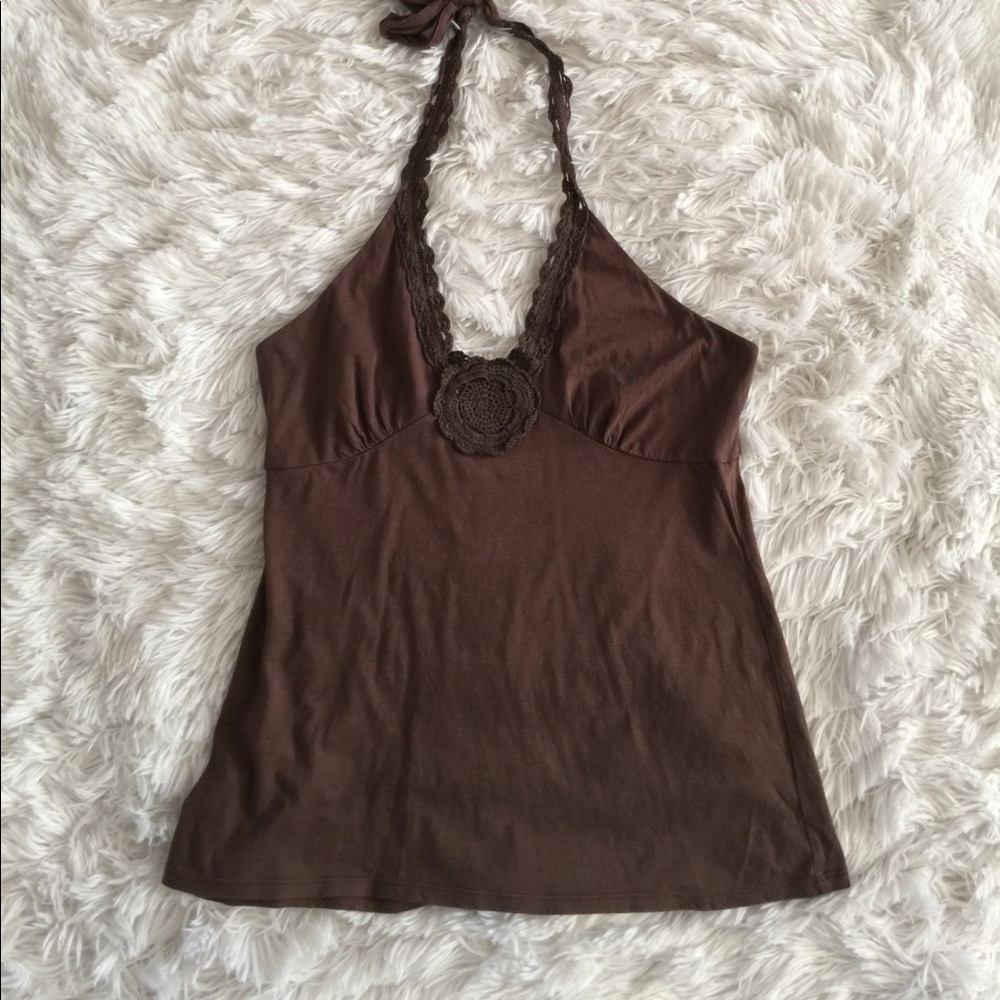 BCBG Maxaxzria Halter embroidered top